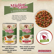 Load image into Gallery viewer, Miglior Cane Le Specialita Italiane Stew Chunks in Sauce with Beef Dog Food 405g (3 cans)