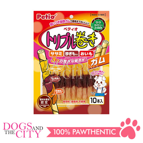 PETIO W13544  Triple Roll Gum 10pcs Dog Treats