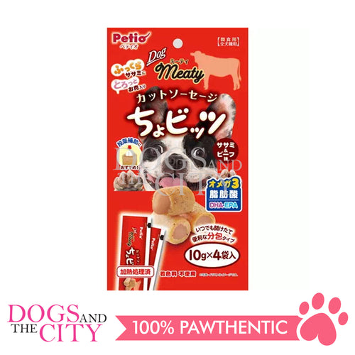PETIO W13705  MEATY Cut Sausage Chicken Fillet & Beef 10gX4pcs Dog Treats