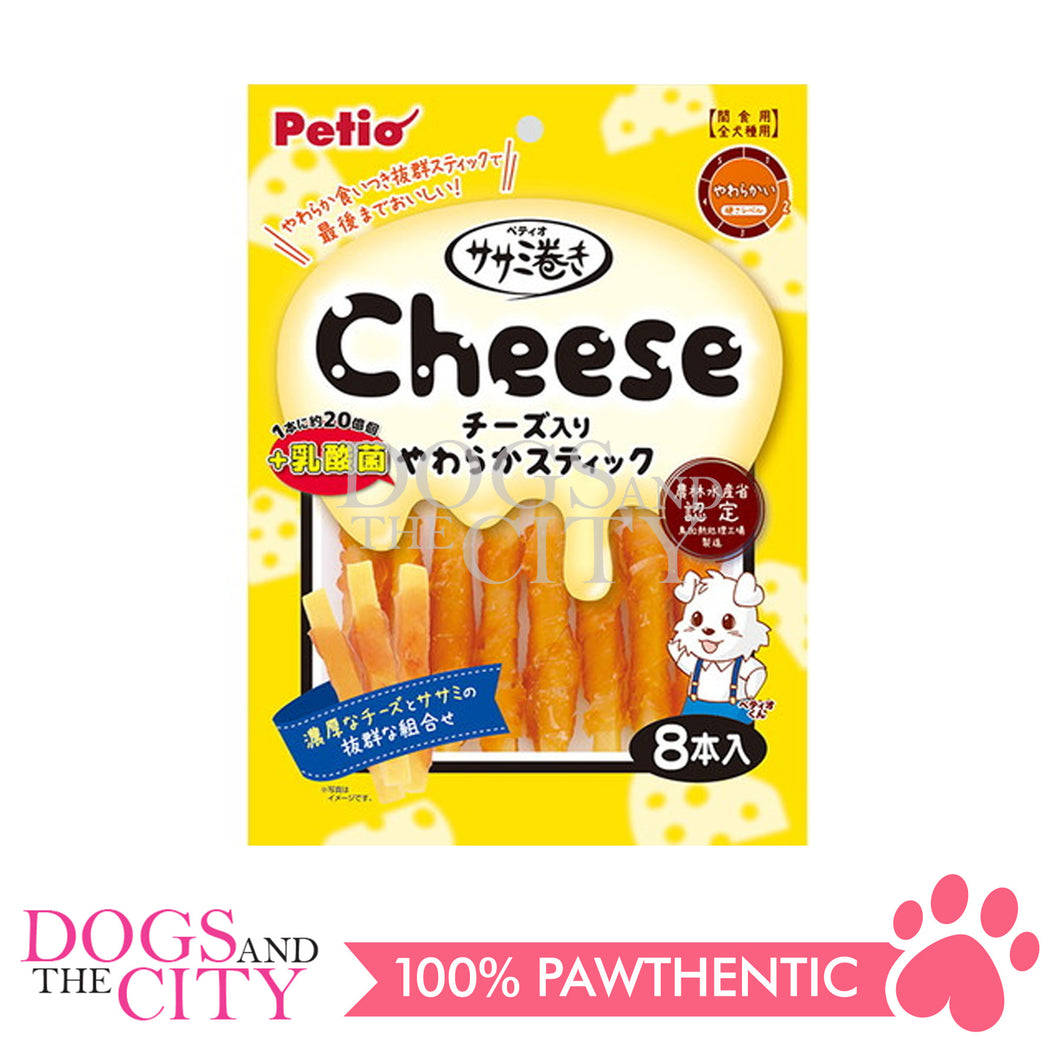 PETIO W14249 Chicken Fillet Roll Cheese+Lactic Acid Bacteria Soft Stick 8pcs for Dogs