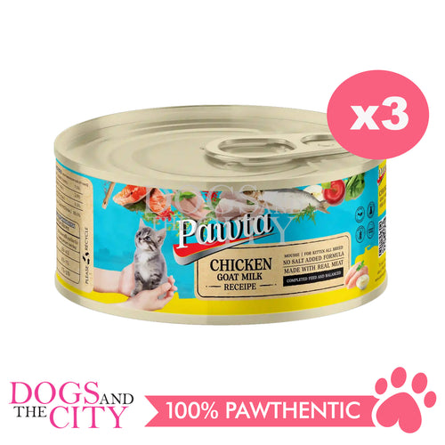 PAWTA Grain Free Canned  Wet Cat Food - Chicken Mousse with Goat Milk for Kitten 70g (3 Cans)