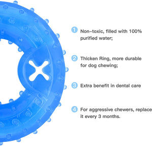 SLP Arctic Freeze Ring Cooling Chew Dog Toy 12cm, Teething Toy for Puppies, Fit with Treats for More Fun (Chewing Ring)