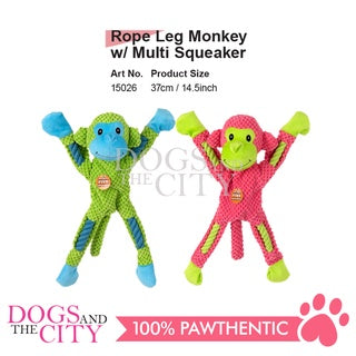 Pawise 15026 Rope Tug Leg Monkey w/Multi Squeaker Chew Dog Toy 37cm