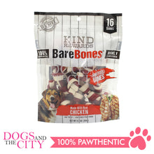 Load image into Gallery viewer, KIND REWARDS 9633 Bare Bones Knotted 2&quot; Chicken Flavor 100% Rawhide Free With Real Chicken Treats Inside Small Dog Treats 264g