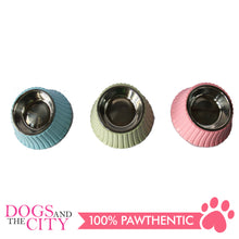 Load image into Gallery viewer, DGZ P1215-2  Plastic Pet Tilt Corrugated Designed Bowl with Stainless Insert Medium 400ml