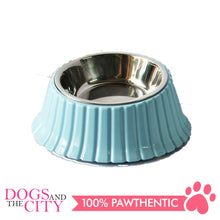 Load image into Gallery viewer, DGZ P1215-2  Plastic Pet Tilt Corrugated Designed Bowl with Stainless Insert Medium 400ml