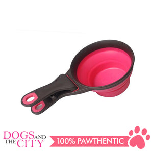 DGZ Collapsible Pet Scoop Silicone Measuring Cups Bag Clip and Travel Bowl for Cat and Dog SMALL