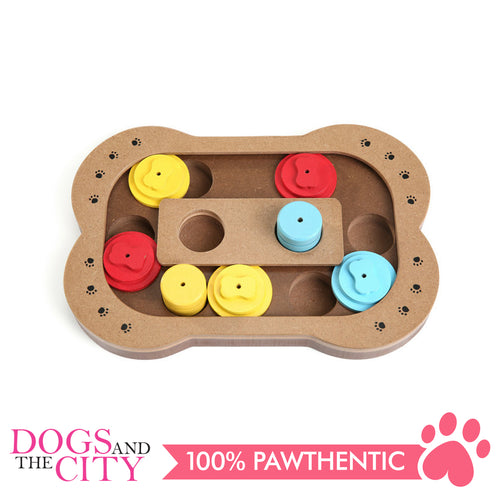 DGZ WO-132 Bone Shaped Wood Dog Educational Pet Toy 29x19cm