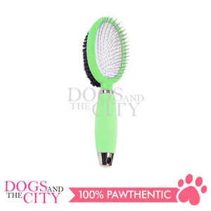 DGZ LG325 Pet Double-sided Brush with Silicone Handle Small for Dog and Cat 10cm
