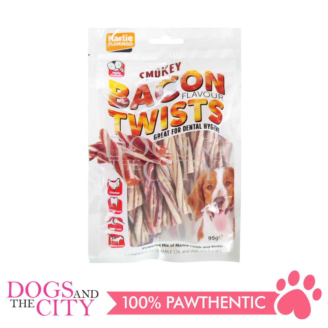KARLIE FLAMIINGO Smoky Bacon Strips Twists Dental Dogs Treats 95g