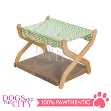 Load image into Gallery viewer, MRCT Hammock Cat Elevated Bed and Scratcher Cooling Bed, Detachable Portable Indoor Outdoor Pet Bed for Cats and Small Dogs Green 55.5x47x5x43.7cm