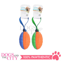 Load image into Gallery viewer, PAWISE 14616 Squeaky Foam Dog Toy Football with Handle 15cm