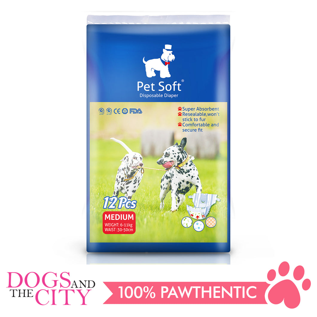 Pet Soft Disposable Diaper MEDIUM 12'S - Dogs And The City Online