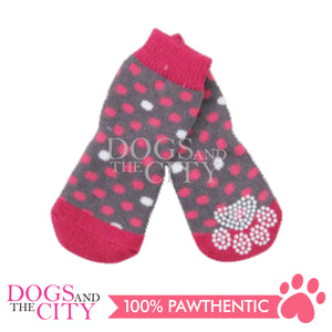 PAWISE 12994 Female Anti Slip Knit Pet Dog Socks - Polka Dots LARGE 4pc/pack 12cm for Dog