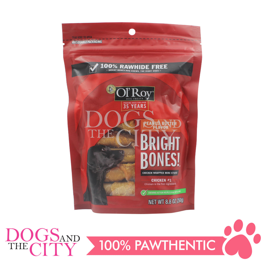 OL ROY WM01 No Hide Chicken Wraps Mini Sticks Peanut Butter Flavor 100% Rawhide Free Dog Treats 250g